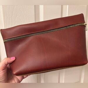 Portland Leather Goods PLG XL Classic Makeup Cosmetic Pouch in Nutmeg 🌰